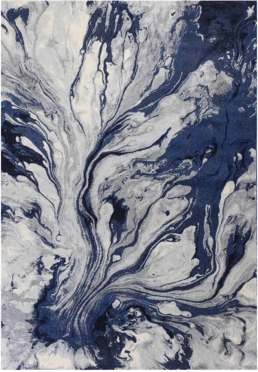 Blue Gray And Ivory Abstract Area Rug Photo 9