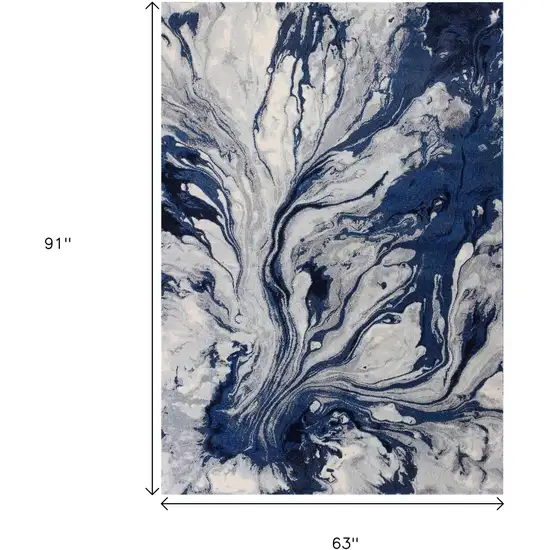 Blue Gray And Ivory Abstract Area Rug Photo 5