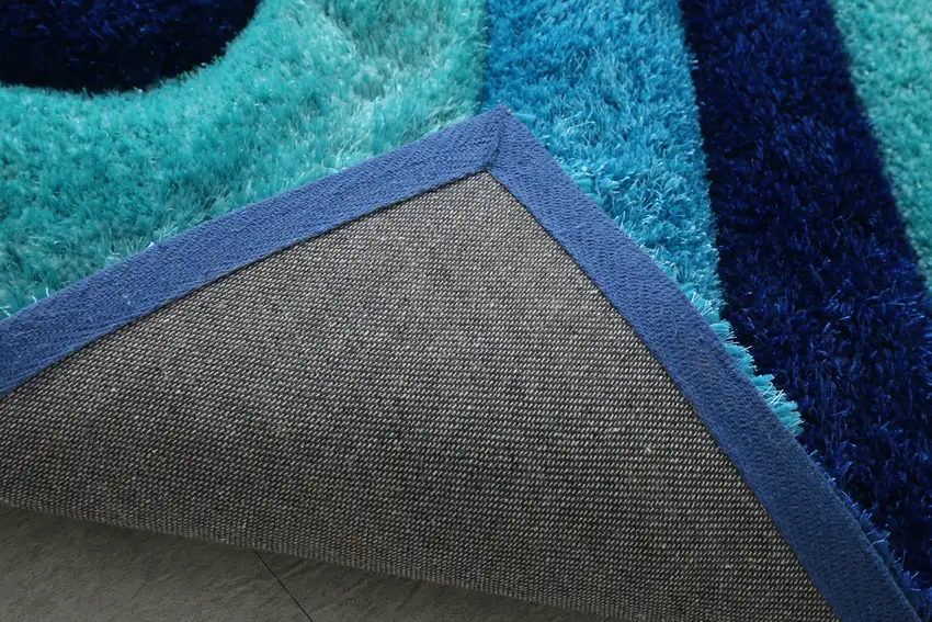 Blue Wavy Shag Hand Tufted Area Rug Photo 5