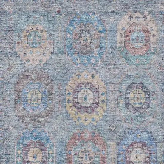 Blue Wheat And Copper Medallion Washable Indoor Outdoor Area Rug Photo 7