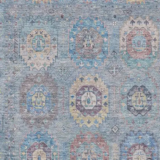 Blue Wheat And Copper Medallion Washable Indoor Outdoor Area Rug Photo 7