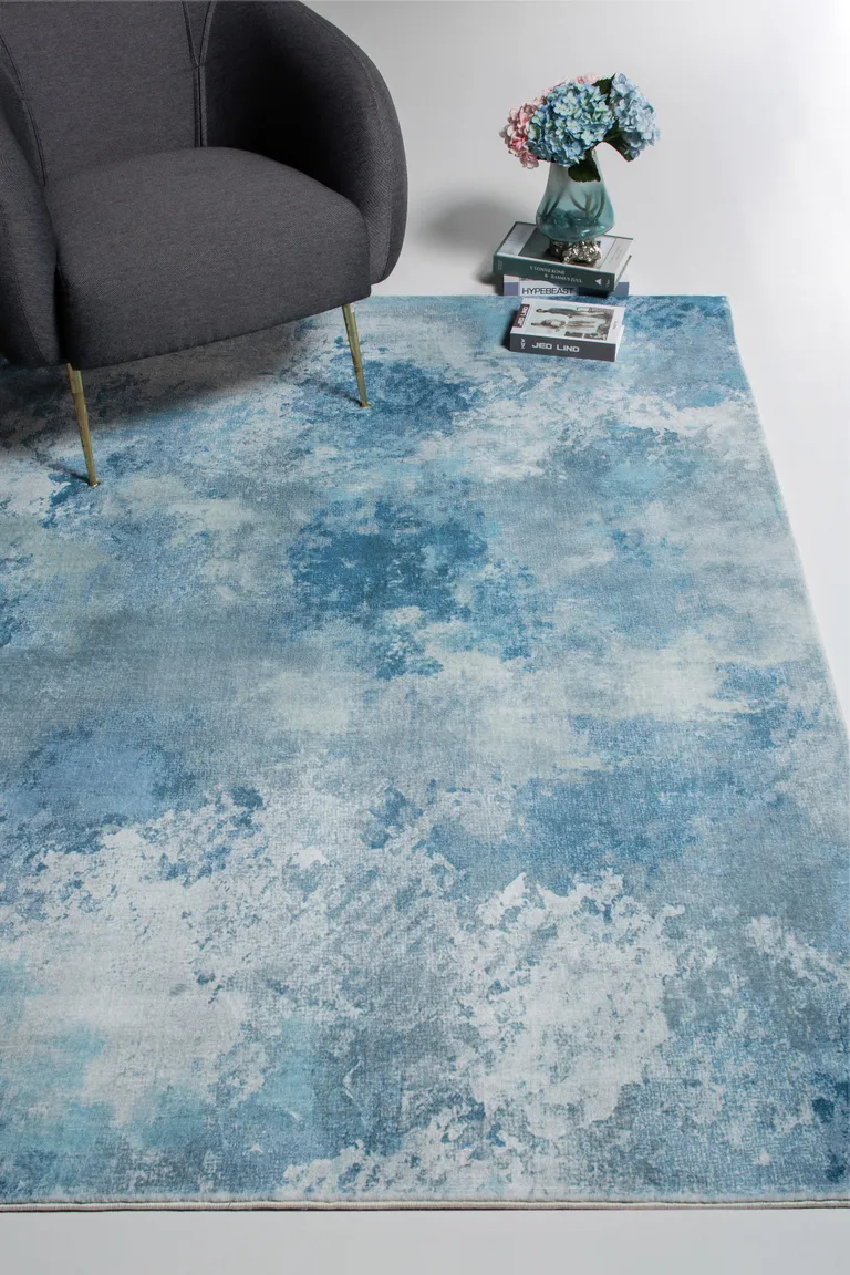 Blue White Abstract Sky Area Rug Photo 5