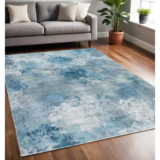Blue And Ivory Abstract Area Rug Photo 1