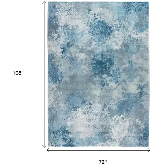 Blue And Ivory Abstract Area Rug Photo 9