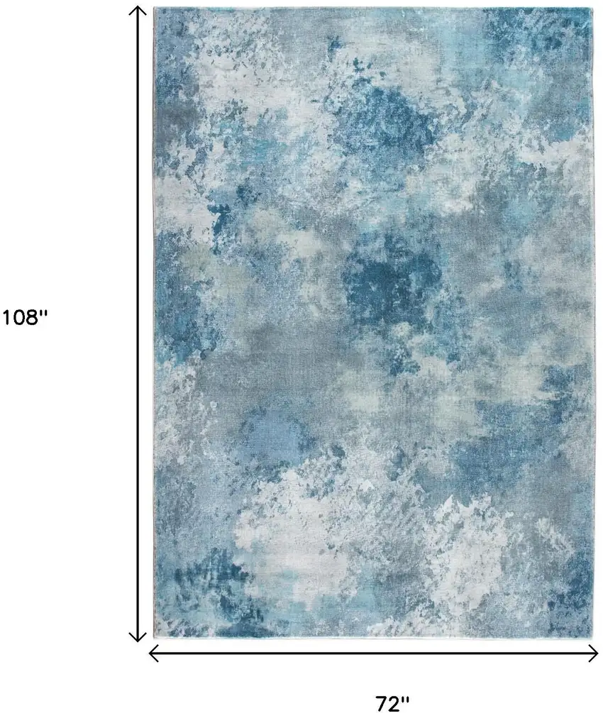 Blue And Ivory Abstract Area Rug Photo 9