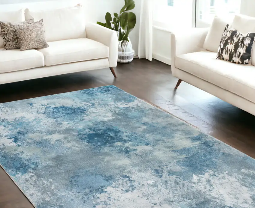 Blue Abstract Dhurrie Area Rug Photo 1