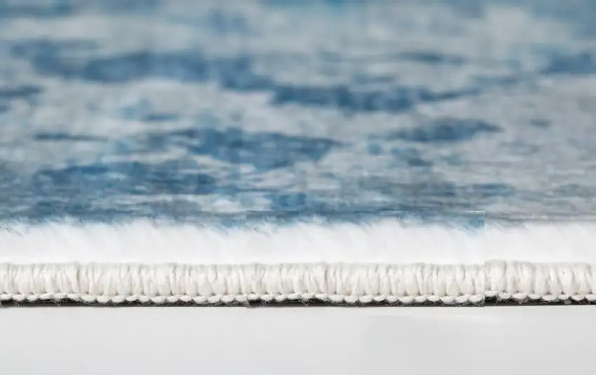 8' Blue And Ivory Abstract Runner Rug Photo 5