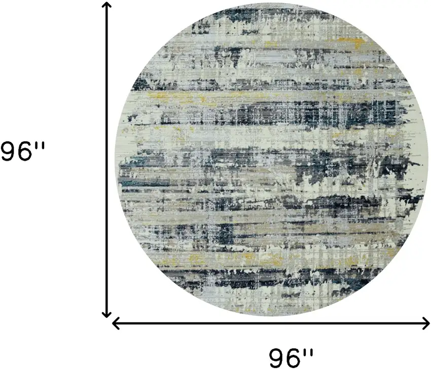 8' Blue Round Abstract Area Rug Photo 3
