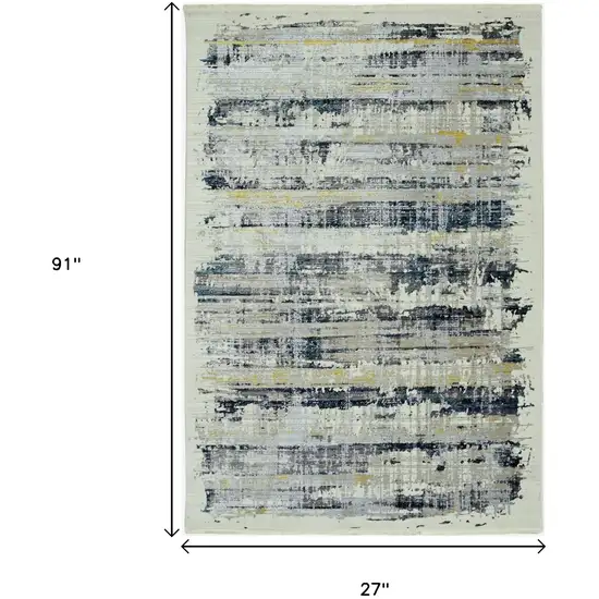 8' Blue Abstract Runner Rug Photo 8