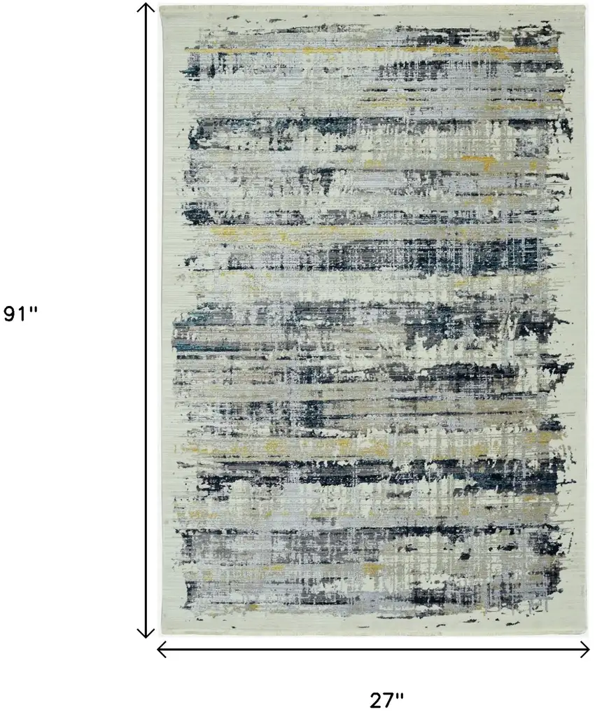 8' Blue Abstract Runner Rug Photo 8