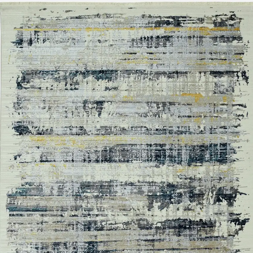 8' Blue Abstract Runner Rug Photo 4