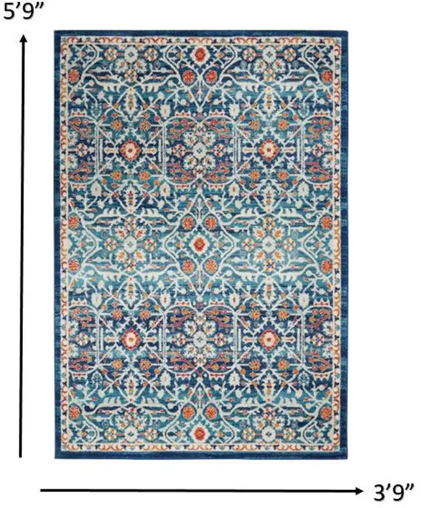 Blue White Multi Medallion Area Rug Photo 6