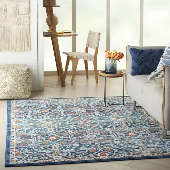 Blue White Multi Medallion Area Rug Photo 8
