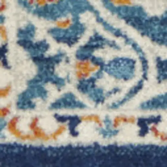 Blue And Ivory Floral Area Rug Photo 7