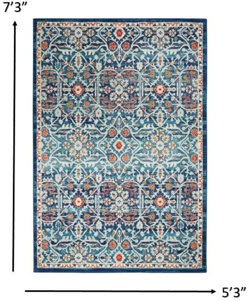 Blue White Multi Medallion Area Rug Photo 6