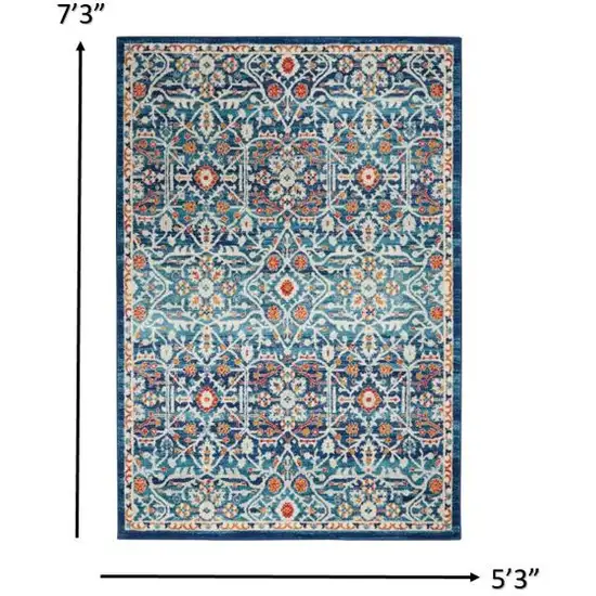 Blue White Multi Medallion Area Rug Photo 6