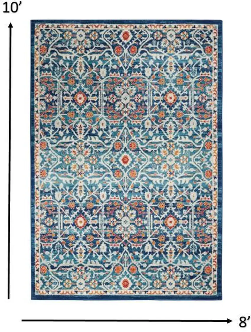 Blue White Multi Medallion Area Rug Photo 6