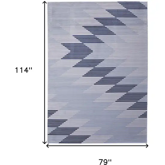 Blue White and Gray Geometric Power Loom Area Rug Photo 3