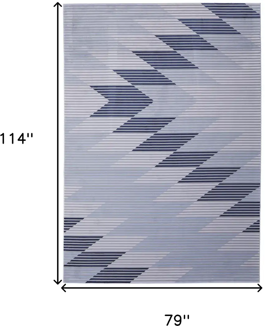Blue White and Gray Geometric Power Loom Area Rug Photo 3