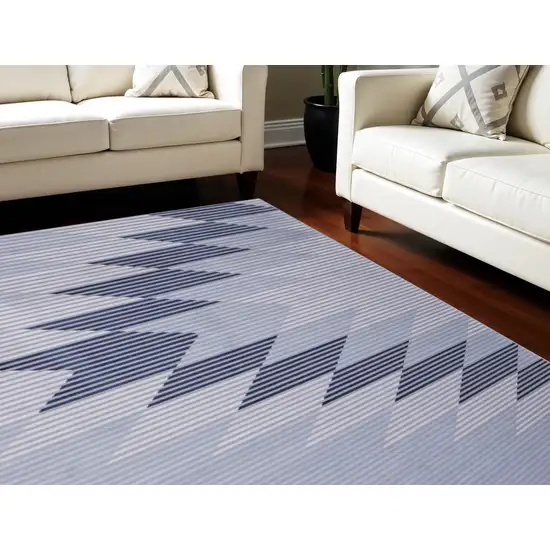 Blue White and Gray Geometric Power Loom Area Rug Photo 1