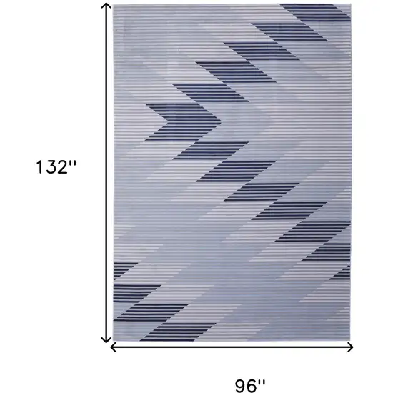 Blue White and Gray Geometric Power Loom Area Rug Photo 3