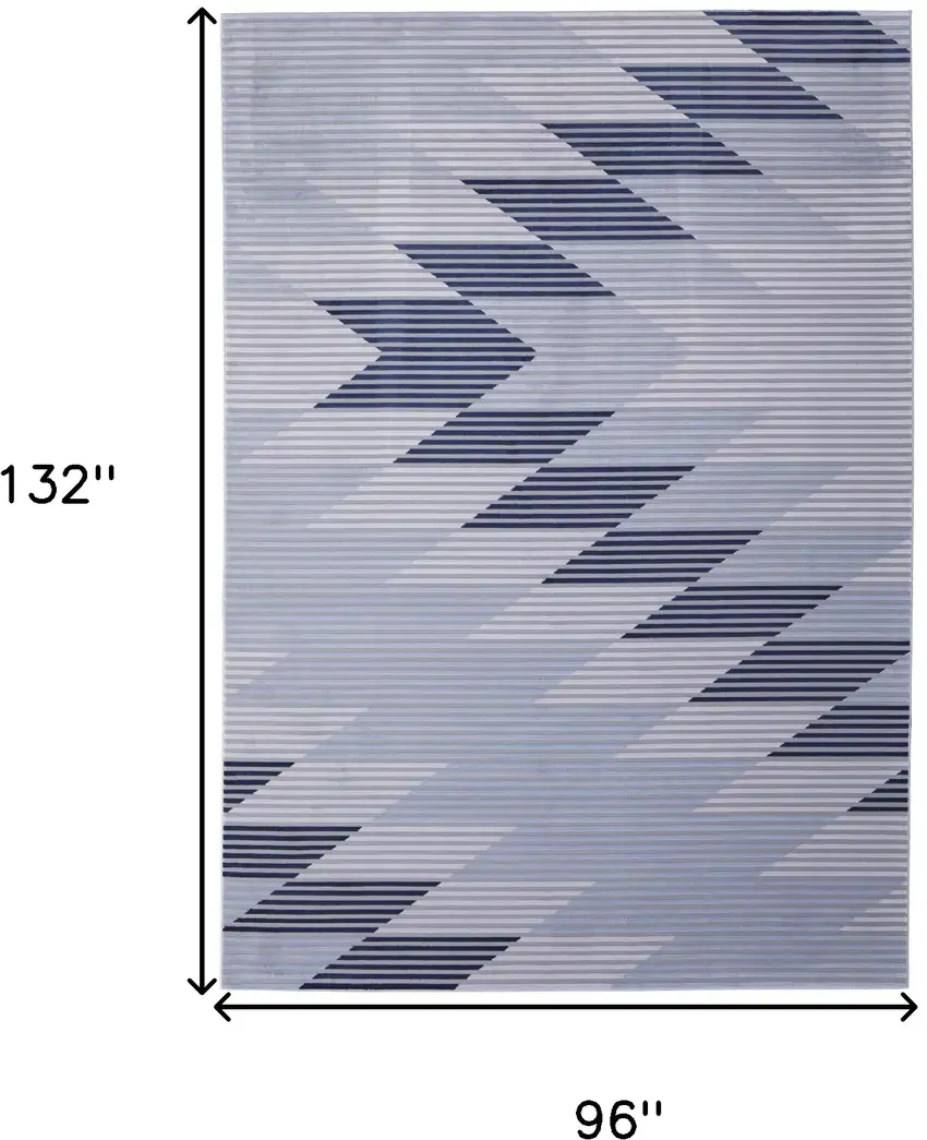 Blue White and Gray Geometric Power Loom Area Rug Photo 3