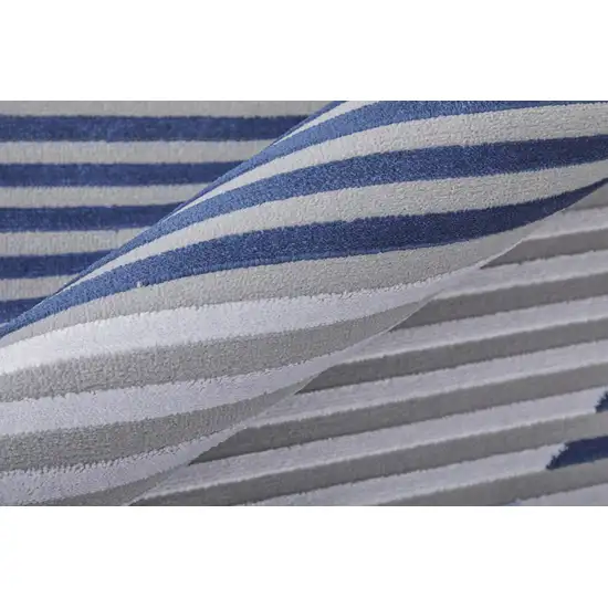 Blue White and Gray Geometric Power Loom Area Rug Photo 6