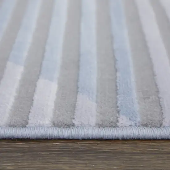 Blue White and Gray Geometric Power Loom Area Rug Photo 5