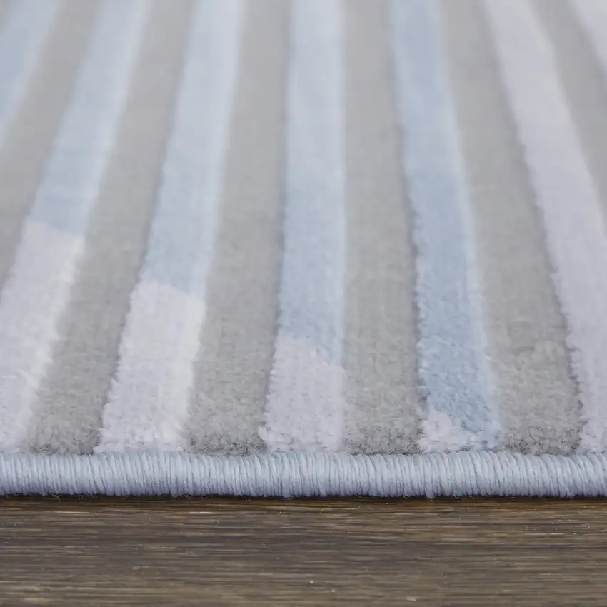 Blue White and Gray Geometric Power Loom Area Rug Photo 5