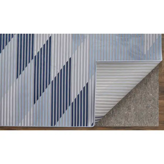Blue White and Gray Geometric Power Loom Area Rug Photo 9