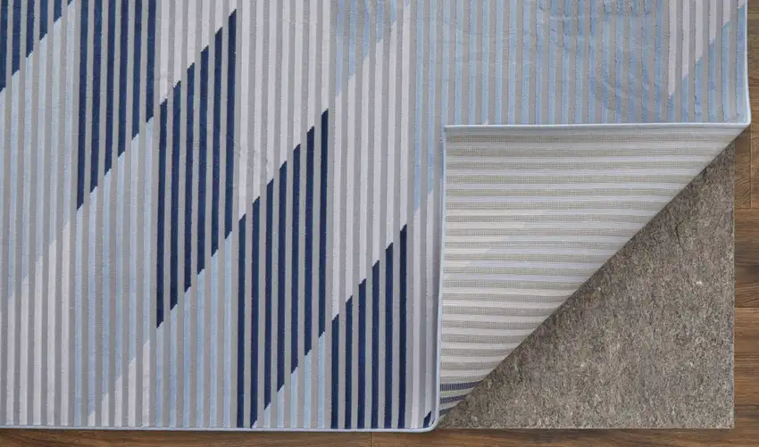 Blue White and Gray Geometric Power Loom Area Rug Photo 9