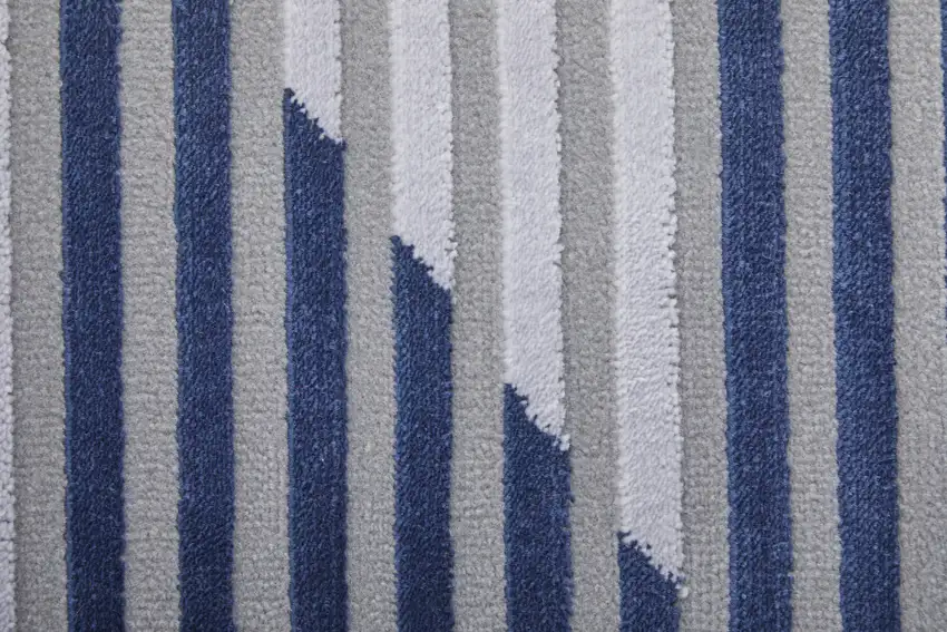 Blue White and Gray Geometric Power Loom Area Rug Photo 7