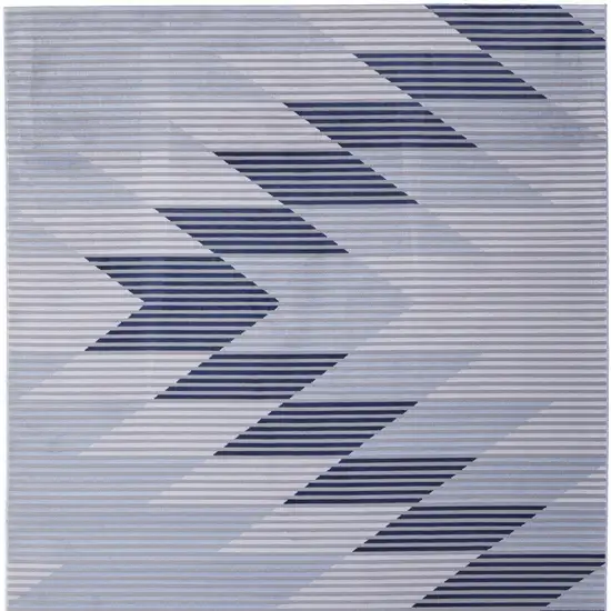 Blue White and Gray Geometric Power Loom Area Rug Photo 8