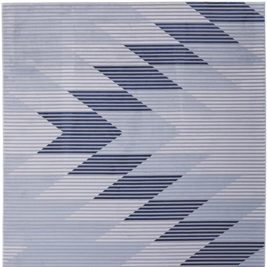 Blue White and Gray Geometric Power Loom Area Rug Photo 8