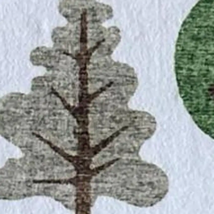 Off White Brown Green And Blue Castle and Rainbow Youthful Area Rug Photo 2