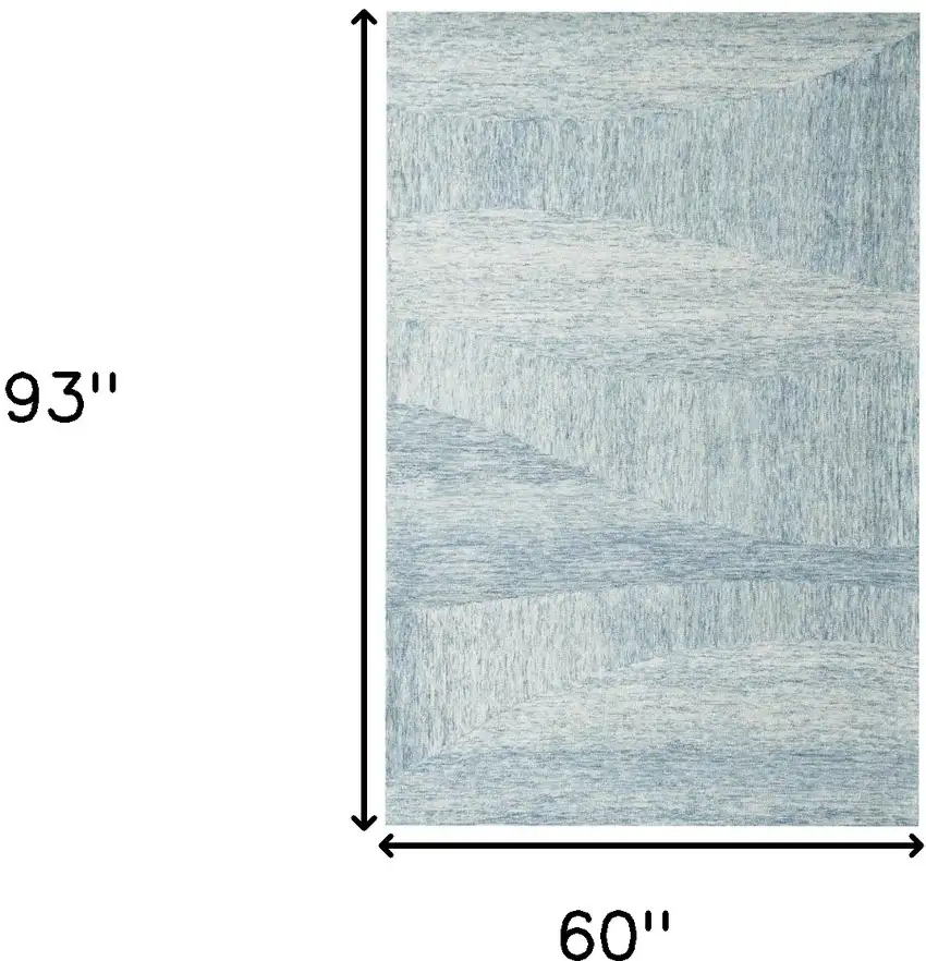 Blue Wool Abstract Hand Tufted Area Rug Photo 5