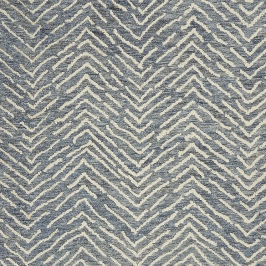 Blue Wool Chevron Area Rug Photo 8