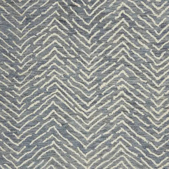 Blue Wool Chevron Area Rug Photo 8