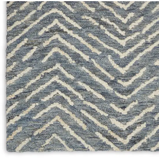 Blue Wool Chevron Area Rug Photo 9