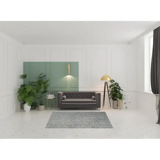 Blue Wool Chevron Area Rug Photo 1