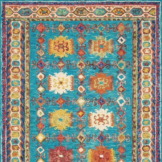 Blue Wool Floral Hand Tufted Area Rug Photo 3