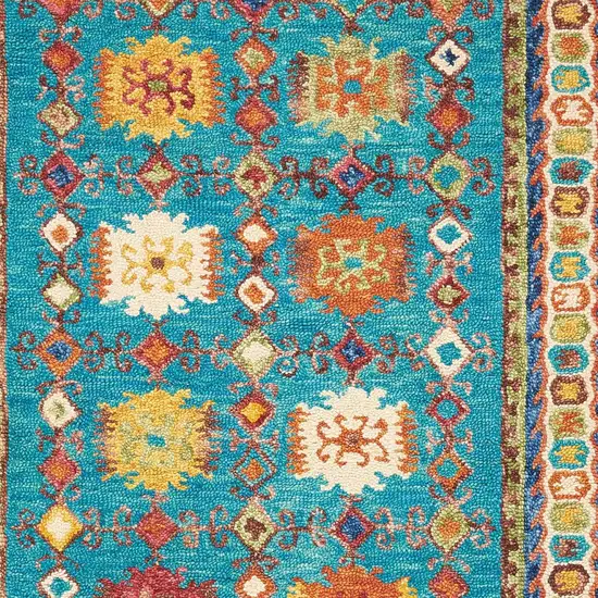 Blue Wool Floral Hand Tufted Area Rug Photo 6