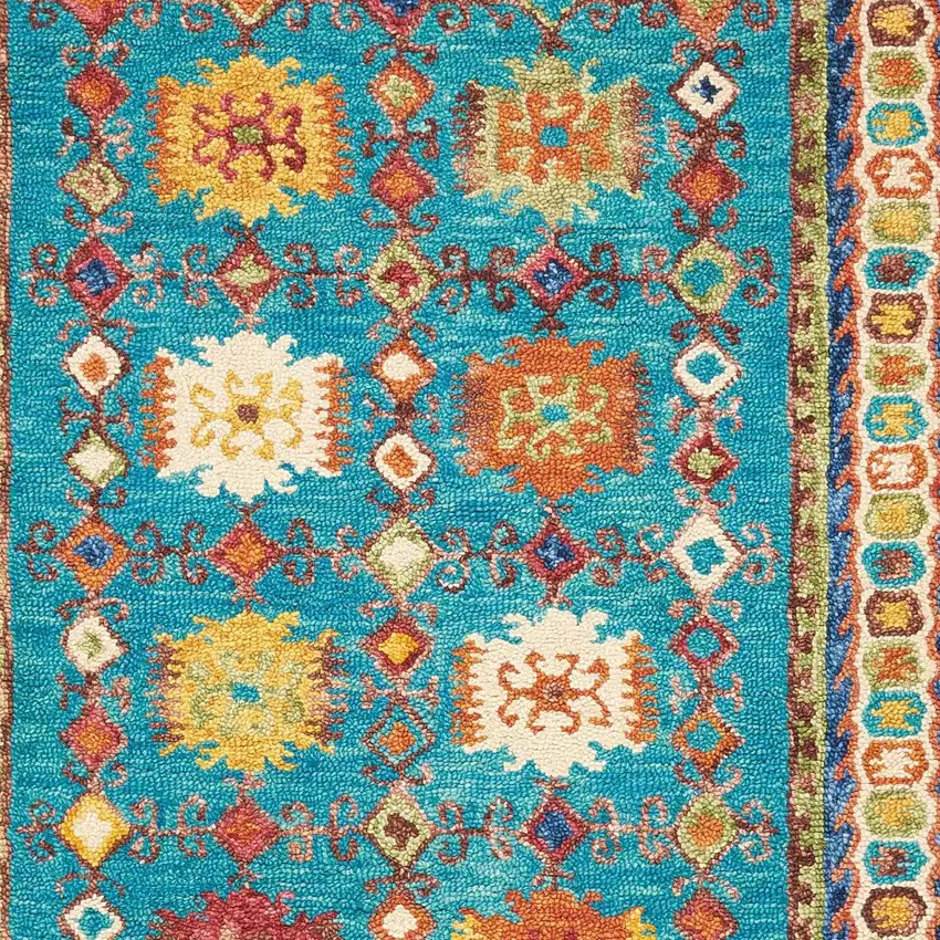 Blue Wool Floral Hand Tufted Area Rug Photo 6