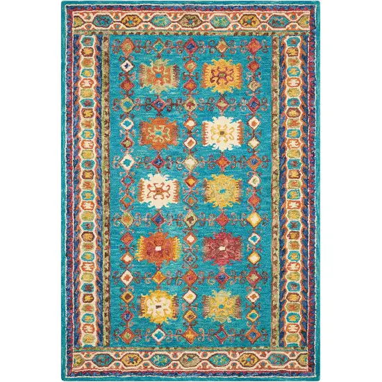 Blue Wool Floral Hand Tufted Area Rug Photo 4