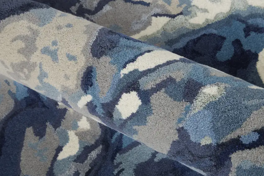 Blue Wool Floral Hand Tufted Area Rug Photo 9