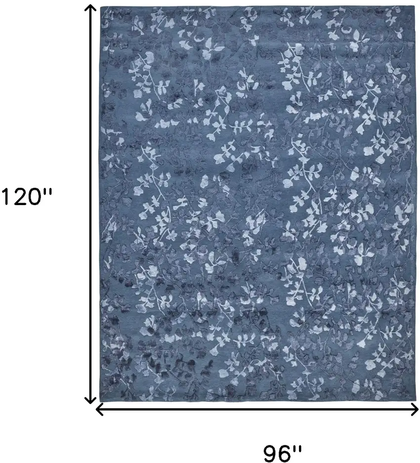 Blue Wool Floral Tufted Handmade Area Rug Photo 10