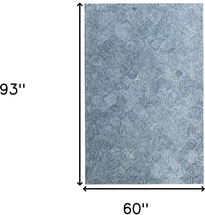 Blue Wool Geometric Hand Tufted Area Rug Photo 5