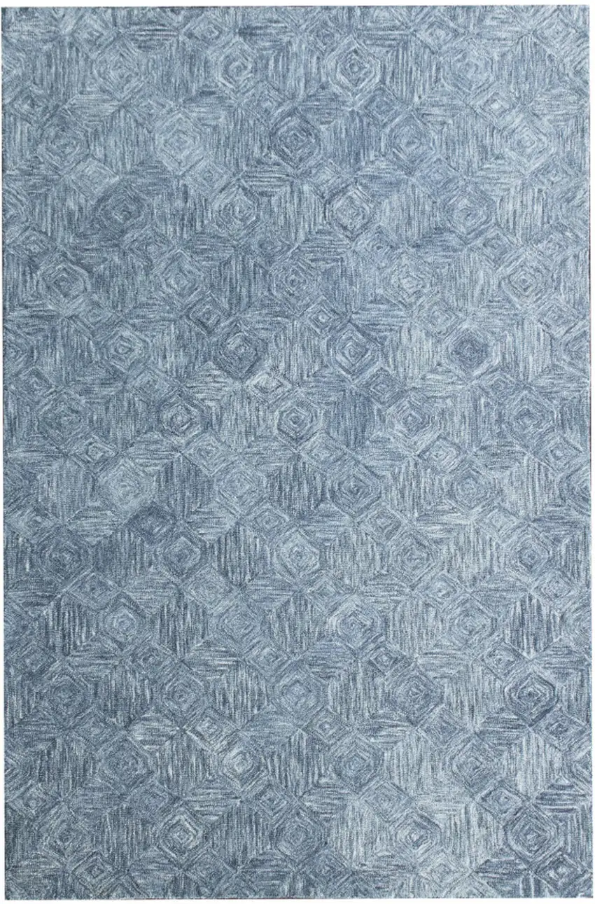 Blue Wool Geometric Hand Tufted Area Rug Photo 1