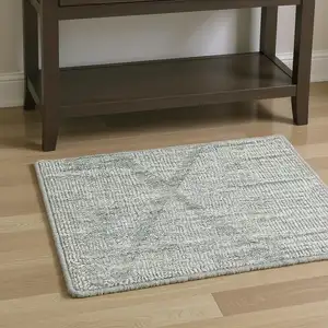 Photo of Blue Wool Geometric Hand Woven Area Rug
