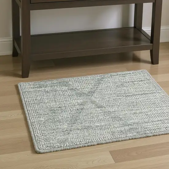 Blue Wool Geometric Hand Woven Area Rug Photo 1